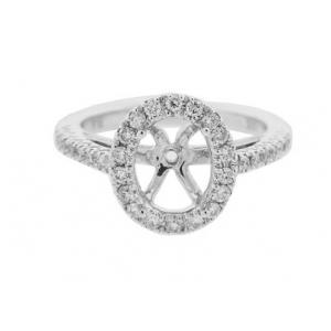 .43 ct Diamond 18k Gold Oval Semi Mount Engagement Ring