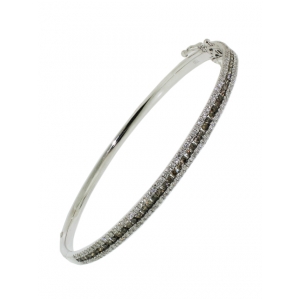 18k White Gold 3 Row 1.09ct Smokey & White Diamond Bangle Bracelet