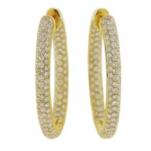 6.1ct Diamond In & Out 18k Yellow Gold Oval Hoop Earrings
