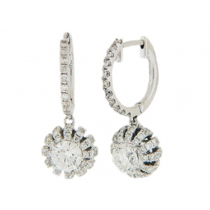 0.83ct Pave Diamond Circle Shape Dangle & Hoop Earrings