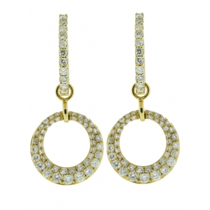 0.89ct Convertible Circle Shape Diamond Dangle & 18k Gold Hoop Earring