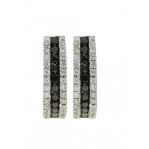 0.58ct White & Black Diamond Hoop Earrings