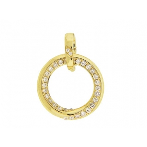 Round Diamond 18k Yellow Gold Circle Journey Pendant