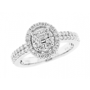 .91 ct Marquise Round Diamond 18k Gold Engagement Ring