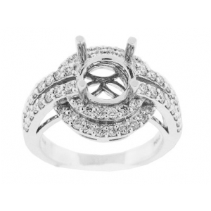 1 ct Semi Mount 2-Row Diamond Engagement 18k Gold Ring