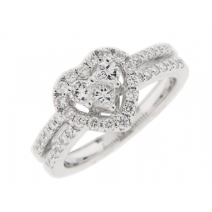 Diamond 18k White Gold Double Heart Fashion Ring