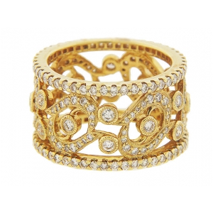 Vintage 1.84ct Diamond 18k Gold Milgrain Ring