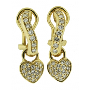 0.49ct Convertible Diamond Heart Shape Dangle & 18k Gold Curvy Huggie Earring