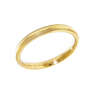 Classic 14k Yellow Gold Dome Milgrain Wedding Band 7 mm