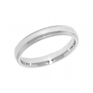 Classic 14k White Gold Dome Milgrain Wedding Band 4 mm