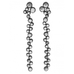 Round Diamond Rose Cut 18k Black Rhodium Dangle Earrings