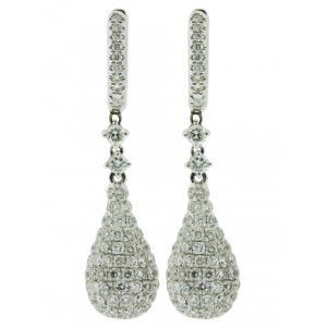3.23ct Diamond Pear Shape Dangle Hoop Earring