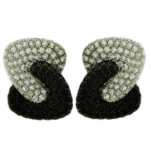 5.33ct White & Black Diamond Joined Triangle Shapes French Clip Earrings