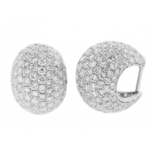 5.6ct Pave Round Diamond 18k White Gold Huggie Earrings