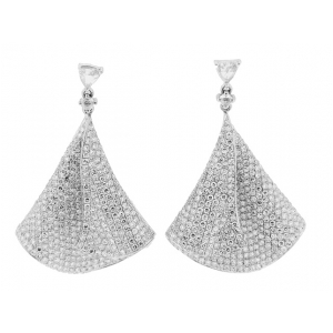 Celebrity Style Pave Diamond 18k Gold Triangle Dangle Earrings