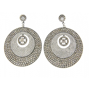 19.79ct Diamond 18k White & Black Gold Dangle Earrings