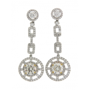 5.84ct Round Diamond 18k White Gold Dangle Earrings