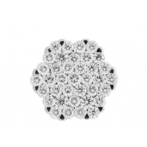 3.04ct Round Diamond 18k White Gold Cluster Flower Pendant