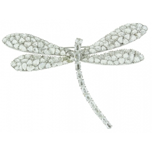 15.12ct Rose Cut Diamond & 18k White Gold Firefly Brooch