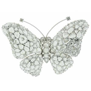 8.10ct Rose Cut Diamond & 18k White Gold Butterfly Brooch