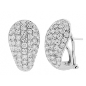 3.49ct 7 Row Diamond 18k White Gold Omega Earrings