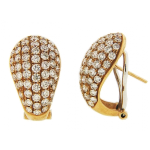 3.45ct Pave Diamond 18k Two Tone Gold French Clip Earrings