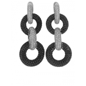 Black & White Pave Diamond 18k Gold Convertible Huggie Earrings