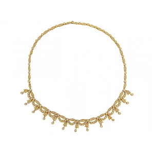 5.30ct Bezel Set Diamond 18k Yellow Gold Collar Necklace