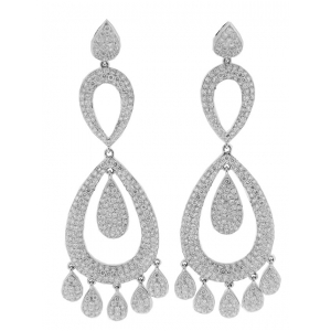 Celebrity Style Pave Diamond 18k Gold Chandelier Earrings