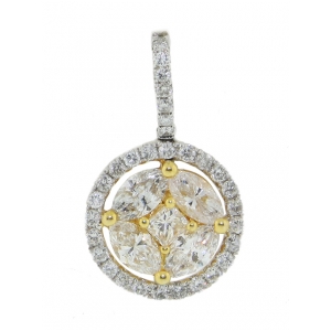 White & Yellow Gold 1.91ct Diamond Mini Circle Shape Pendant