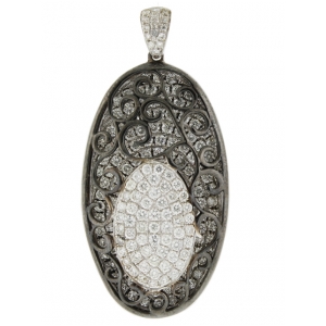 2.21ct  Diamond & Black Gold Curvy Branch Design Oval Shape Pendant