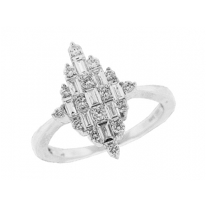 1 ct Round & Emerald Diamond 18k Gold Marquise Ring