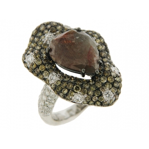 Celebrity Style Rough Pear Shape Diamond Cocktail Ring