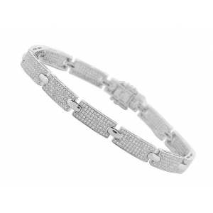 2.06CT Pave Diamond 18k White Gold Tennis Bracelet