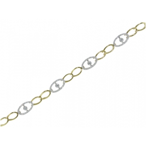 18k Yellow & White Gold Pave Diamond Evil Eye Bracelet