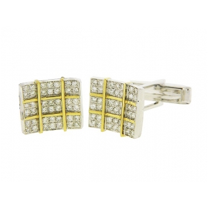.99 ct Round Diamond 18k Two-Tone Gold Square Cufflinks