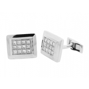 1.49 ct Princess Cut Diamond 18k Gold Square Cufflinks