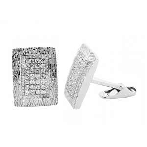 1.16 ct Round Diamond 18k Hammered Gold Square Cufflinks