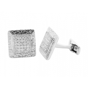 1.07 ct Round Diamond 18k Gold Etched Square Cufflinks