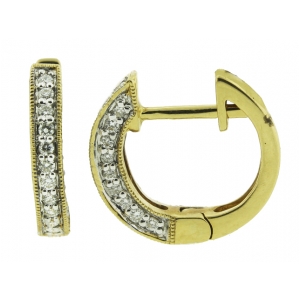 18k Yellow Gold & Pave Diamond Mini Hoop Earring
