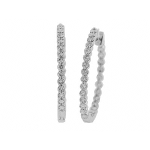 1.47 ct Diamond In & Out 18k Gold Bezel Set Hoop Earrings