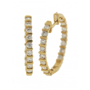 0.87ct Diamond 18k Yellow Gold In & Out Hoop Earrings