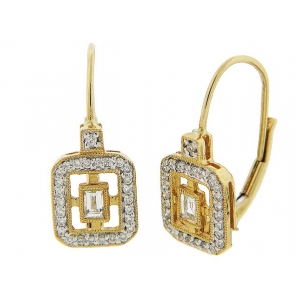 .33 ct Diamond 18k Two-Tone Gold Milgrain Leverback Earrings