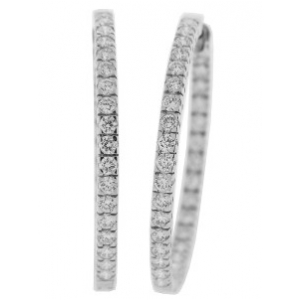 2.66ct Diamond In & Out 18k White Gold Hoop Earrings