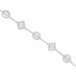 3.39 ct Square & Round Diamond Bracelet 18k White Gold