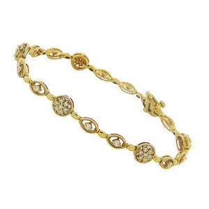 1.01 ct Diamond 18k Yellow Gold Milgrain Tennis Bracelet