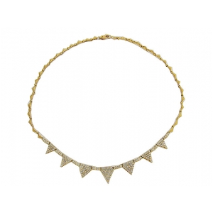 3.8ct Diamond 18k Yellow Gold Triangle Collar Necklace