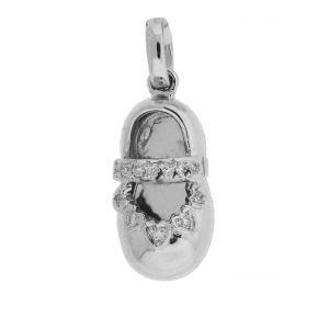 Diamond 18k White Gold Baby Shoe Charm