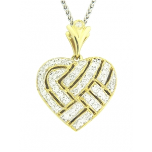 .34 ct Diamond Heart Locket 18k Yellow Gold Milgrain Pendant
