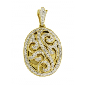 .46 ct Diamond 18k Gold Vintage Milgrain Locket Pendant